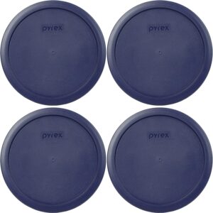 Pyrex 7402-PC 6/7 Cup Blue Round Plastic Food Storage Lid, Made in USA - 4 Pack