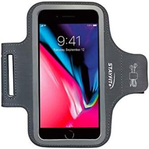 Stayfit Active Cell Phone Fashion Armband for iPhone 8, 7, 7S, 6, 6S, SE, 5 and Samsung Galaxy S9, S8, S7, S6 Phones (Charcoal/Grey, Regular)