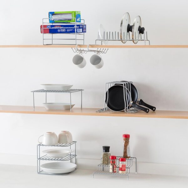 Home Basics W 3 Tier Heavy Duty Kitchen Countertop or Cabinet Organizer for Food Wrap, Foil, Wax Parchment Paper, Plastic Bags, Silver - Image 7