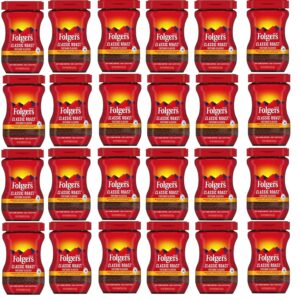 Folgers 20083 Classic Roast Instant Coffee Crystals, 3 Ounces, 100% Pure Coffee, Medium Roast, Easy-open Flip Top Lid, Portable Plastic Jar, Pack of 24