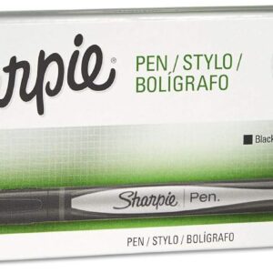 Sharpie Plastic Point Stick Permanent Water Resistant Pen, Black Ink, Fine, Dozen
