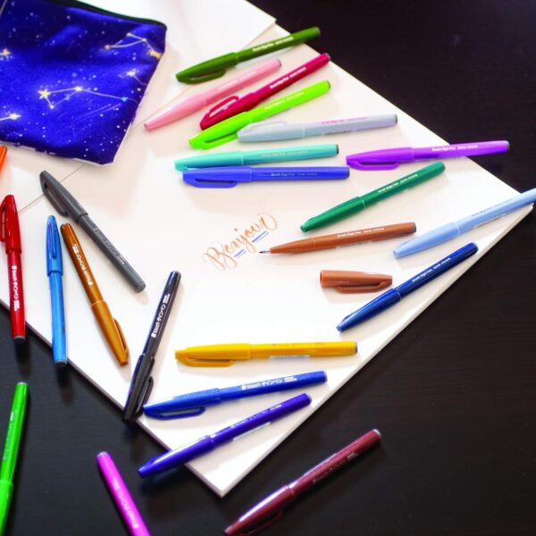 Pentel Arts Sign Pen Brush Tip, Assorted Colors, 12 Pack Box (SES15C2PC12) - Image 12
