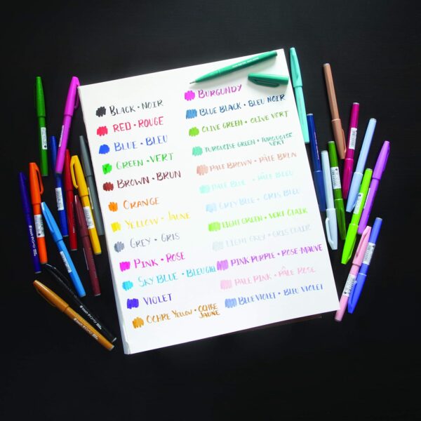 Pentel Arts Sign Pen Brush Tip, Assorted Colors, 12 Pack Box (SES15C2PC12) - Image 13
