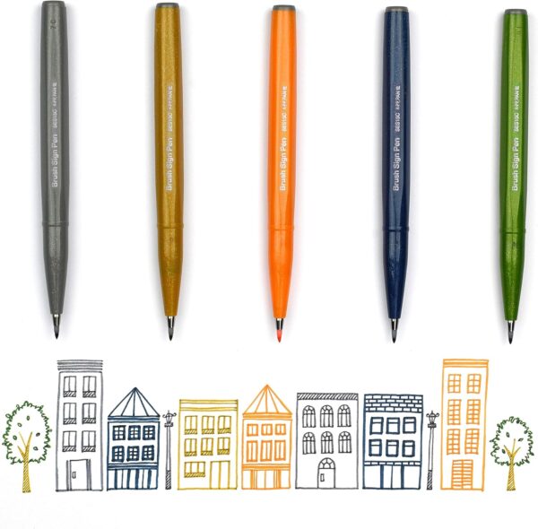Pentel Arts Sign Pen Brush Tip, Assorted Colors, 12 Pack Box (SES15C2PC12) - Image 14