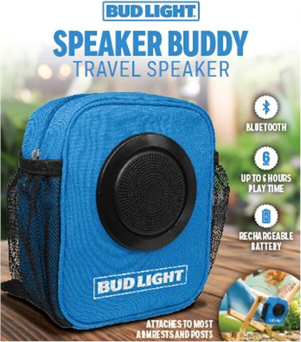 Bud Light Speaker Buddy Carry Organizer Pouch for Keys, Money, Phone, Beverage with Bluetooth Speaker- for Beach-Hiking-Camping-Walks