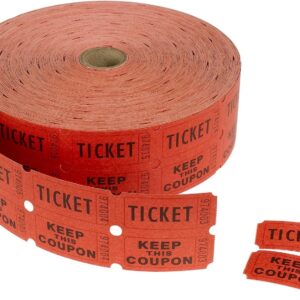 MACO Double Roll - Ticket/Keep This Coupon - Tickets, 1 x 2 Inches, Red, 2000 Per Roll (18-620)