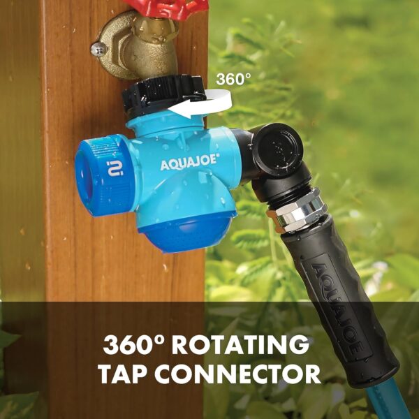 Aqua Joe SJI-MFGA1 Multi-Function Outdoor Water-Tap Connector, 180-Degree Pivoting Hose Connector with 360-Degree Rotating Tap Connector - Image 3