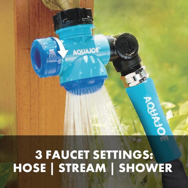 Aqua Joe SJI-MFGA1 Multi-Function Outdoor Water-Tap Connector, 180-Degree Pivoting Hose Connector with 360-Degree Rotating Tap Connector - Image 4