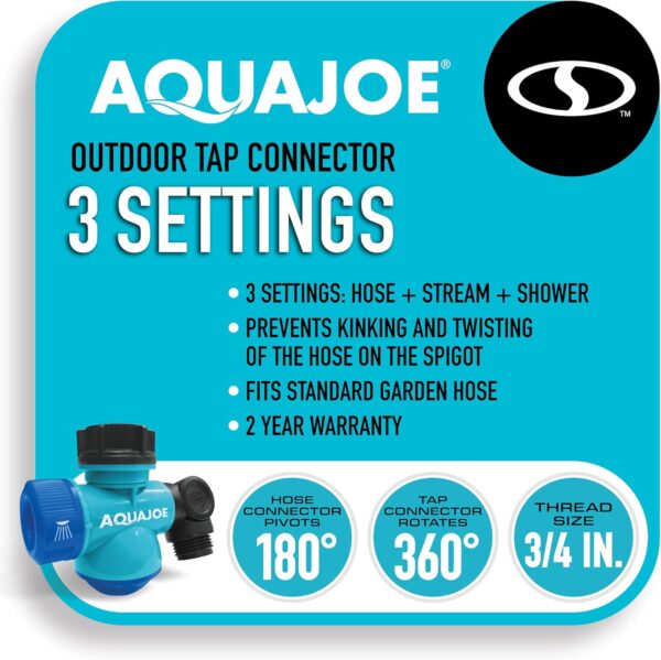 Aqua Joe SJI-MFGA1 Multi-Function Outdoor Water-Tap Connector, 180-Degree Pivoting Hose Connector with 360-Degree Rotating Tap Connector - Image 7