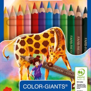 Lyra Color-Giants Assorted Colored Pencils - Set of 12 Colored Pencils With A 6.25mm Core - Highly Pigmented Pencils for All Artists - Durable Color Pencils Set for Drawing Coloring and More