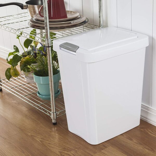 Sterilite 10438004 7.5 Gallon White TouchTop™ Wastebasket - Image 3