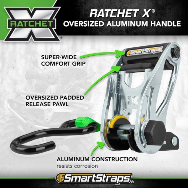 SmartStraps Ratchet Straps - 14ft GRN Premium RatchetX 4pk 1,500lb - Image 3