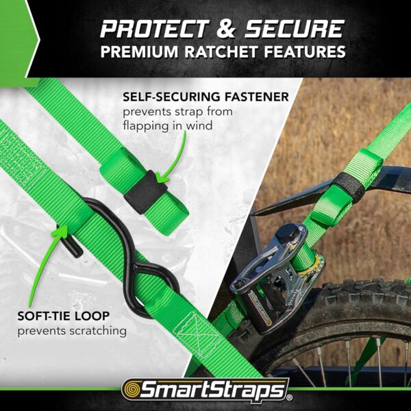 SmartStraps Ratchet Straps - 14ft GRN Premium RatchetX 4pk 1,500lb - Image 5