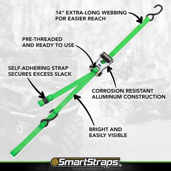 SmartStraps Ratchet Straps - 14ft GRN Premium RatchetX 4pk 1,500lb - Image 6