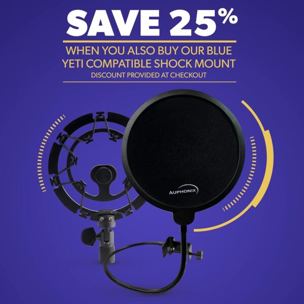 Pop Filter Screen for Microphones - Gooseneck Clamps Compatible with Blue Yeti Microphone - Great Gift - Image 8