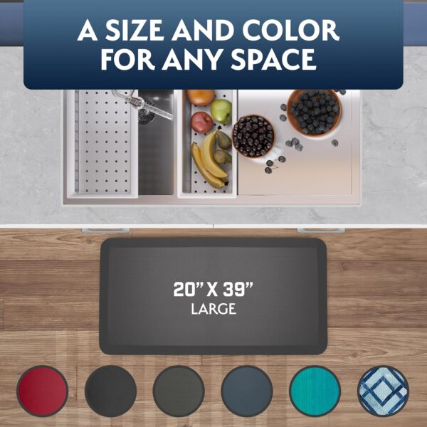 Sky Solutions Anti Fatigue Floor Mat - 3/4" Thick Cushioned Kitchen Rug, Standing Desk Mat - Comfort at Home, Office, Garage - Non Slip, Durable and Stain Resistant (20" x 39", Black) - Image 3
