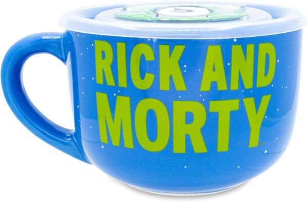 Silver Buffalo Rick and Morty Ceramic Soup Mug with a Vented Plastic Lid, 24 Ounces - Image 2