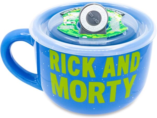 Silver Buffalo Rick and Morty Ceramic Soup Mug with a Vented Plastic Lid, 24 Ounces - Image 3