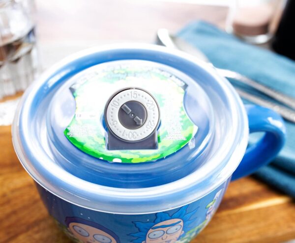 Silver Buffalo Rick and Morty Ceramic Soup Mug with a Vented Plastic Lid, 24 Ounces - Image 6