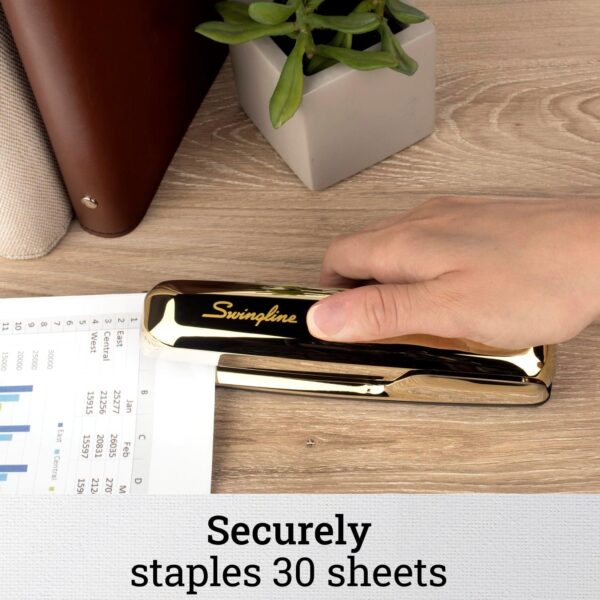 Swingline Stapler, 30 Sheet Capacity, 747 Business Stapler, Jam Free, Metal, Gold Chrome (74721) - Image 2