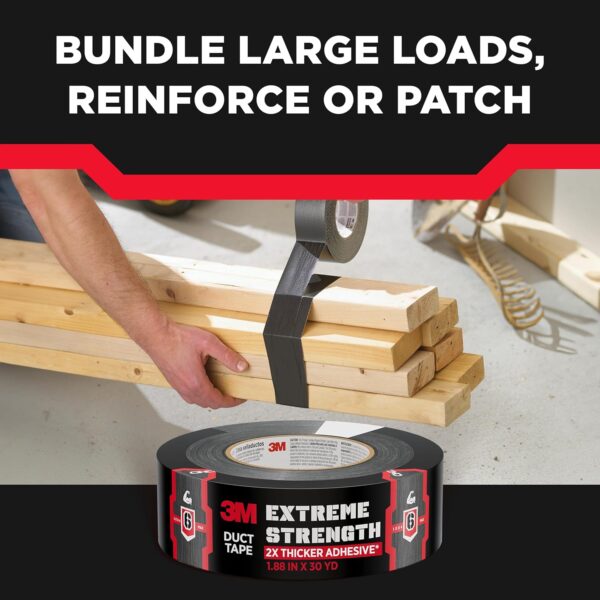 3M™ Extreme Strength Duct Tape 2830, 1.88 in x 30 yd (48 mm x 27.4 m), 12 Rolls/case - Image 6