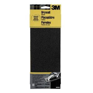 3M 11-1/4 in. L x 4-3/16 in. W 100 Grit Medium Silicon Carbide Sandpaper 5 pk