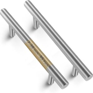 Mega Handles 35 Pack I Cabinet Pulls 7.38 Inch, Stainless Steel Cabinet Handle Pulls I Ideal for Kitchen Drawer, Cabinets, Door, Cupboard I Hardware for Cabinets - Hole Distance 5 Inch - Satin Nickel