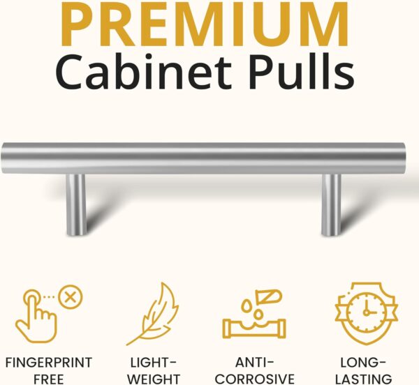 Mega Handles 35 Pack I Cabinet Pulls 7.38 Inch, Stainless Steel Cabinet Handle Pulls I Ideal for Kitchen Drawer, Cabinets, Door, Cupboard I Hardware for Cabinets - Hole Distance 5 Inch - Satin Nickel - Image 2