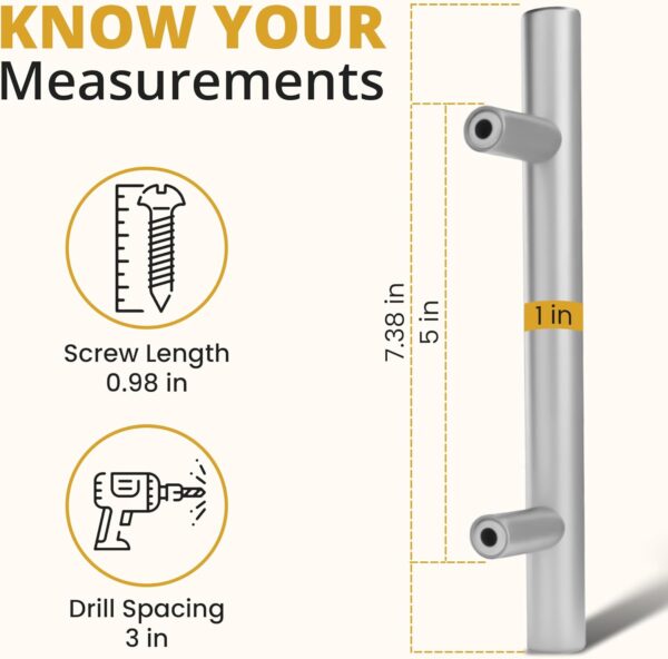 Mega Handles 35 Pack I Cabinet Pulls 7.38 Inch, Stainless Steel Cabinet Handle Pulls I Ideal for Kitchen Drawer, Cabinets, Door, Cupboard I Hardware for Cabinets - Hole Distance 5 Inch - Satin Nickel - Image 5