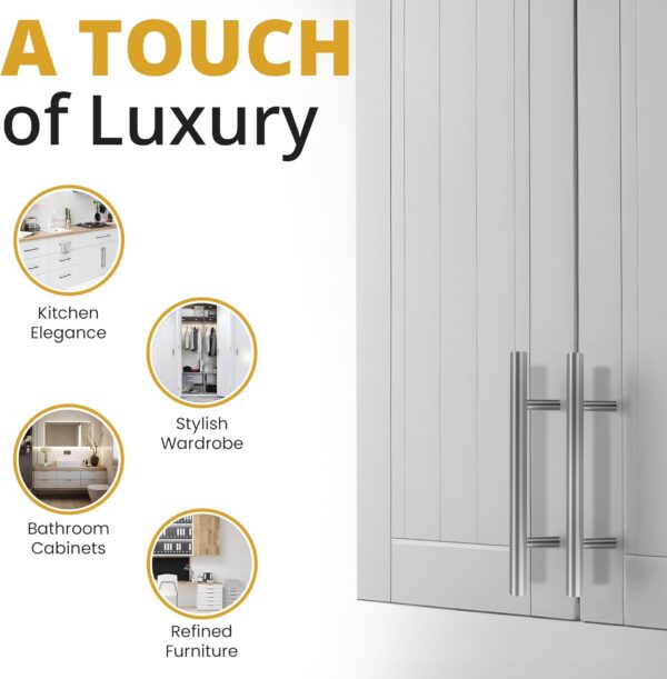 Mega Handles 35 Pack I Cabinet Pulls 7.38 Inch, Stainless Steel Cabinet Handle Pulls I Ideal for Kitchen Drawer, Cabinets, Door, Cupboard I Hardware for Cabinets - Hole Distance 5 Inch - Satin Nickel - Image 6
