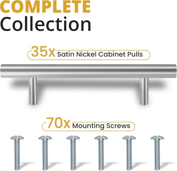 Mega Handles 35 Pack I Cabinet Pulls 7.38 Inch, Stainless Steel Cabinet Handle Pulls I Ideal for Kitchen Drawer, Cabinets, Door, Cupboard I Hardware for Cabinets - Hole Distance 5 Inch - Satin Nickel - Image 7