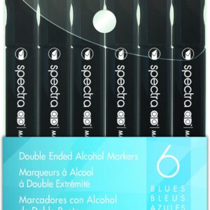 AD Marker Chartpak Spectra Set in Plastic Case, Tri-Nib and Brush Dual-Tip, 6 Assorted Blue Colors (SBLUES6AD)