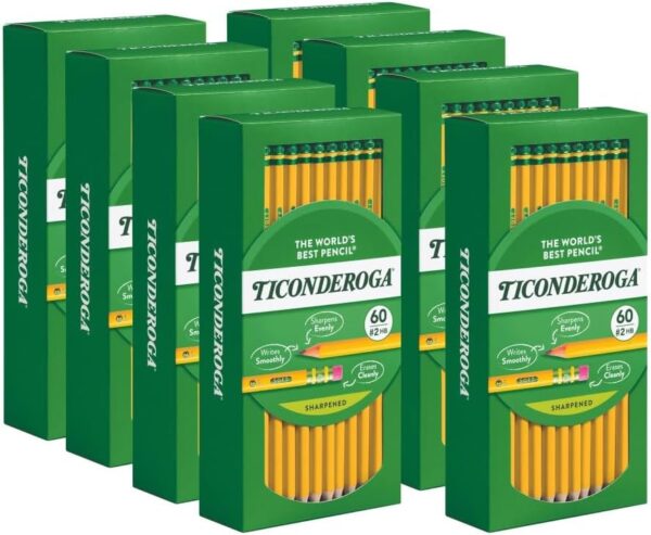 Ticonderoga Wood-Cased Pencils, Pre-Sharpened, 2 HB Soft, Yellow(Pack of 480)