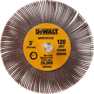 DEWALT Flap Wheel, 3-Inch x 1-Inch x 1/4-Inch HP, 120-Grit (DAFE1H1210)
