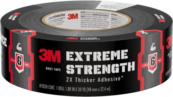 3M™ Extreme Strength Duct Tape 2830, 1.88 in x 30 yd (48 mm x 27.4 m), 12 Rolls/case