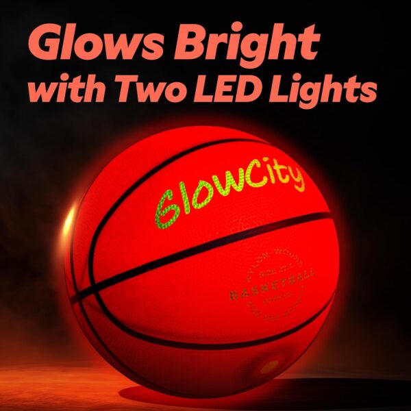 GlowCity Glow in The Dark Basketball for Teen Boy - Glowing Red Basket Ball, Light Up LED Toy for Night Ball Games - Sports Stuff & Gadgets for Kids Age 8 Years Old and Up. Great Gift for Boys & Girls - Image 5