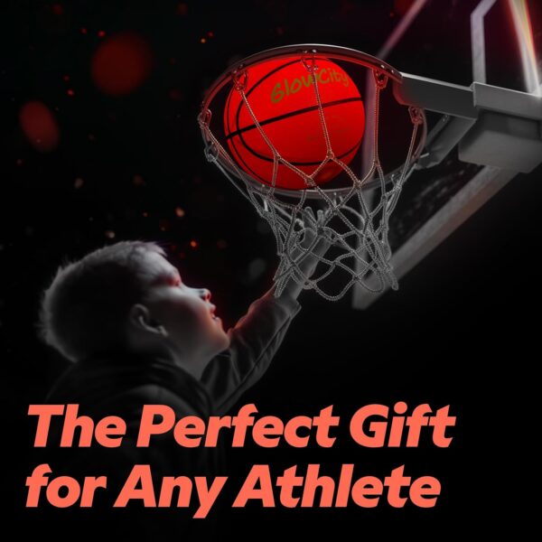 GlowCity Glow in The Dark Basketball for Teen Boy - Glowing Red Basket Ball, Light Up LED Toy for Night Ball Games - Sports Stuff & Gadgets for Kids Age 8 Years Old and Up. Great Gift for Boys & Girls - Image 6