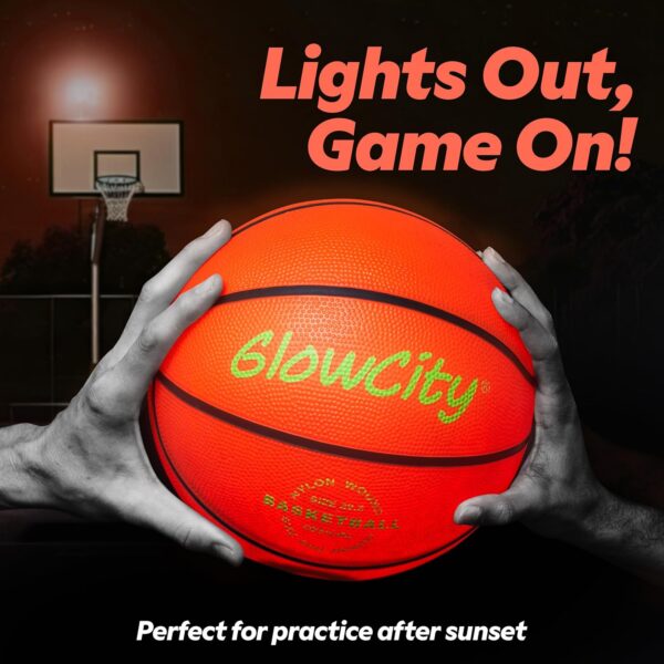 GlowCity Glow in The Dark Basketball for Teen Boy - Glowing Red Basket Ball, Light Up LED Toy for Night Ball Games - Sports Stuff & Gadgets for Kids Age 8 Years Old and Up. Great Gift for Boys & Girls - Image 7