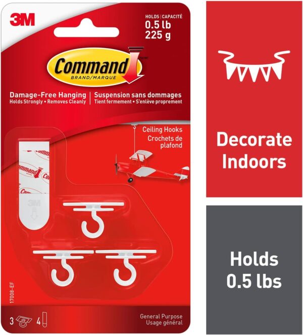 3M Polyethylene 3CT Command Ceiling Hooks, 1, Plain - Image 2