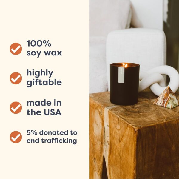 Calyan Wax Co. Soy Wax Candle, Lavender + Bergamot Scented Candle, 75 Hour Burn Time, Aromatherapy Soy Candles, Non Toxic & Vegan Soy Wax, Black Tumbler Scented Candles, 13oz - Image 3