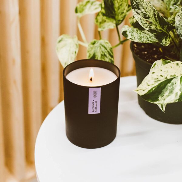 Calyan Wax Co. Soy Wax Candle, Lavender + Bergamot Scented Candle, 75 Hour Burn Time, Aromatherapy Soy Candles, Non Toxic & Vegan Soy Wax, Black Tumbler Scented Candles, 13oz - Image 5