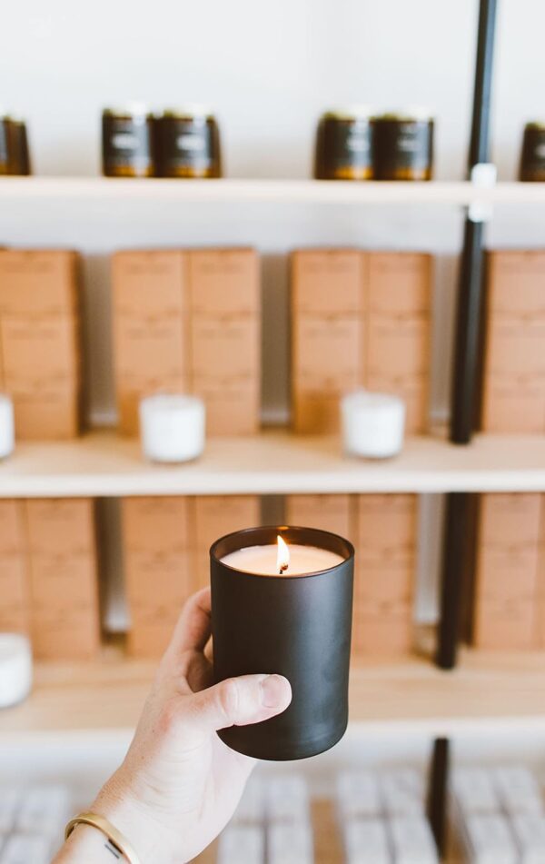 Calyan Wax Co. Soy Wax Candle, Lavender + Bergamot Scented Candle, 75 Hour Burn Time, Aromatherapy Soy Candles, Non Toxic & Vegan Soy Wax, Black Tumbler Scented Candles, 13oz - Image 7