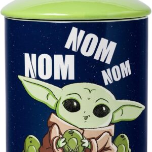 Silver Buffalo Star Wars The Mandalorian Baby Yoda Grogu Nom Nom The Child Eating Frog Eggs Ceramic Cookie Snack Jar (Small)
