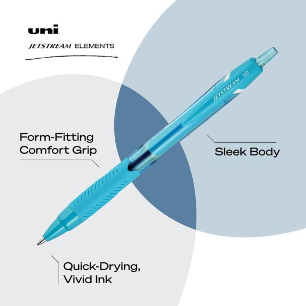 Uniball Jetstream Elements 5 Pack, 1.0mm Medium Assorted, Wirecutter Best Pen, Ballpoint Pens, Ballpoint Ink Pens | Office Supplies, Ballpoint Pen, Colored Pens, Fine Point, Smooth Writing Pens - Image 4