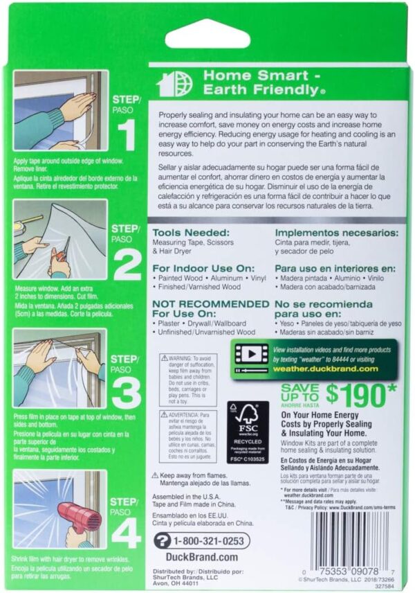Duck Brand Indoor 10-Window Shrink Film Insulator Kit, 62-Inch x 420-Inch, 286216 - Image 3