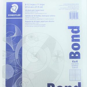Staedtler(R) Bond Paper, 8 1/2in. x 11in, 4 x 4, White with Blue Grid, 50 Sheets