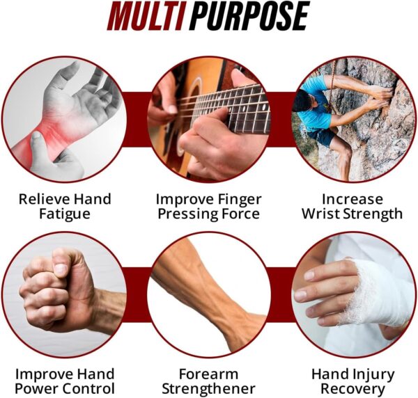 Hand Strength Kit With Finger Exerciser, Stretcher, Forearm Grip Adjustable Gripper, Exercise Ring and Stress Relief Ball for Athletes Muscle Trainer. Black - Image 5