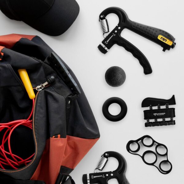 Hand Strength Kit With Finger Exerciser, Stretcher, Forearm Grip Adjustable Gripper, Exercise Ring and Stress Relief Ball for Athletes Muscle Trainer. Black - Image 7